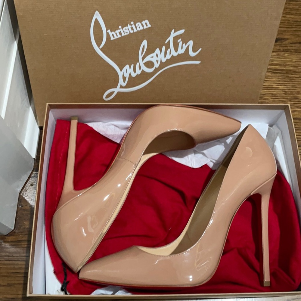 Christian Louboutin Pigalle 120s 40.5 Nude Patent